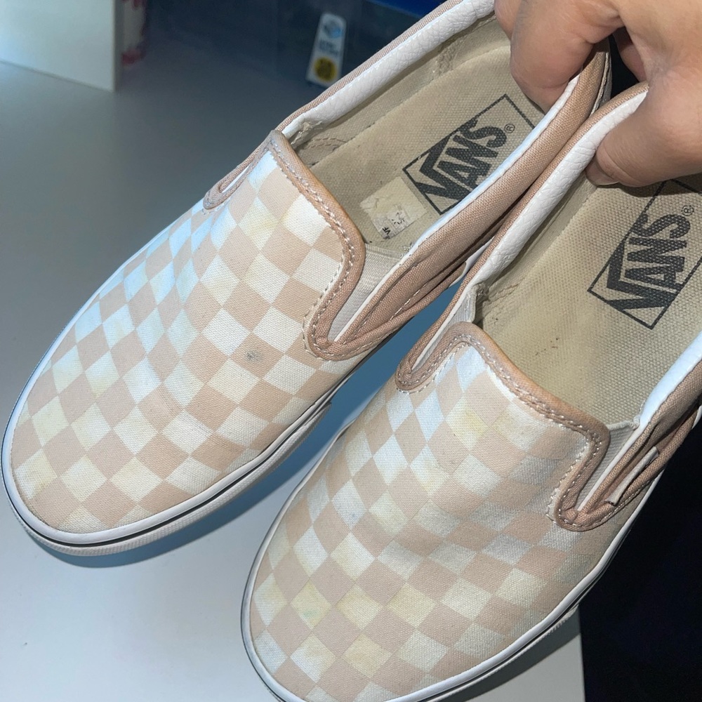Pink Slip-On Checkered Vans